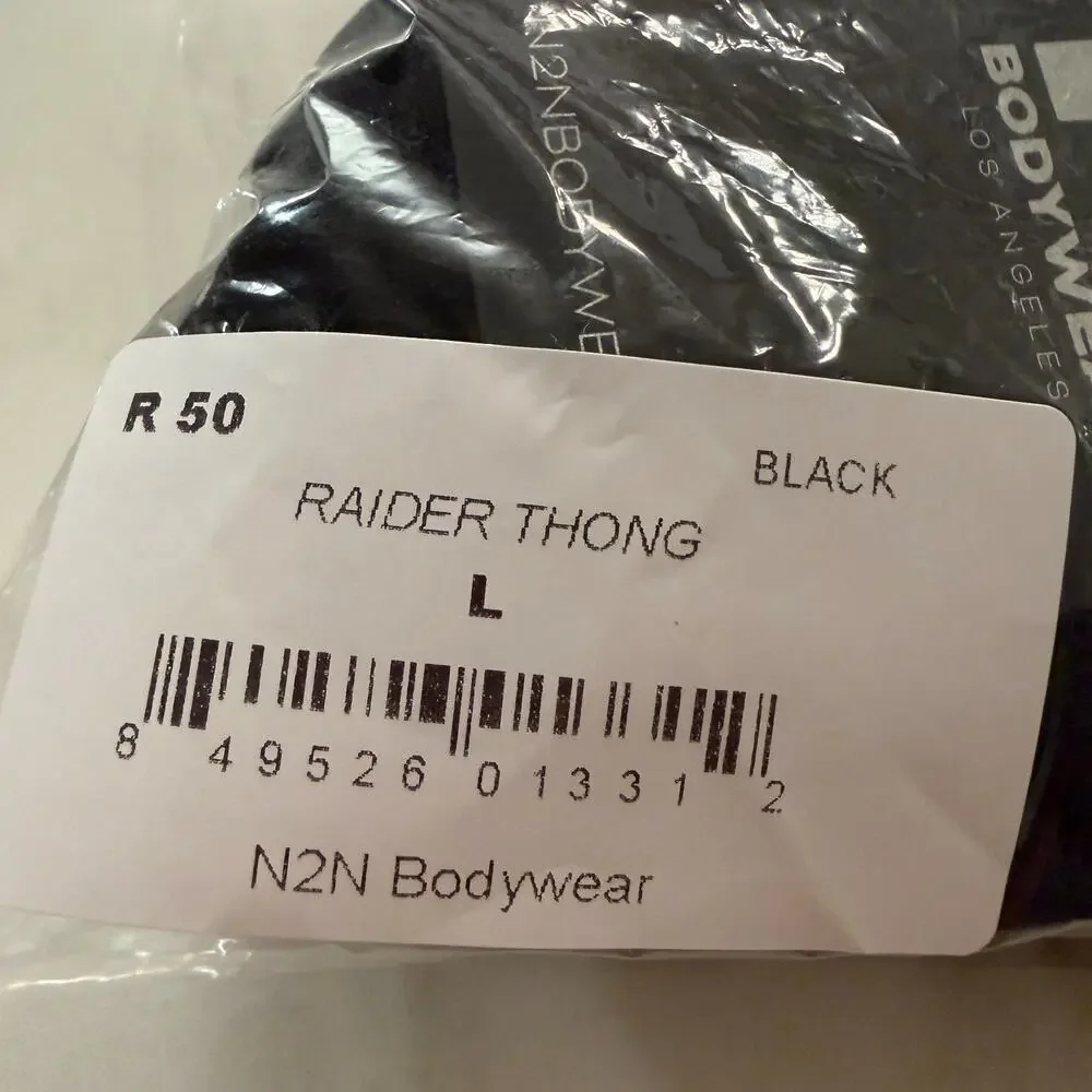 NEW N2N Bodywear Mens Raider Swim Thong See Thru Mesh Color Black Size Large